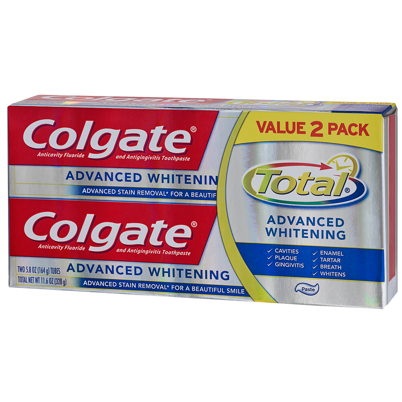 Colgate Total Advanced Whitening Toothpaste, 5.8 oz (Pack of 2)