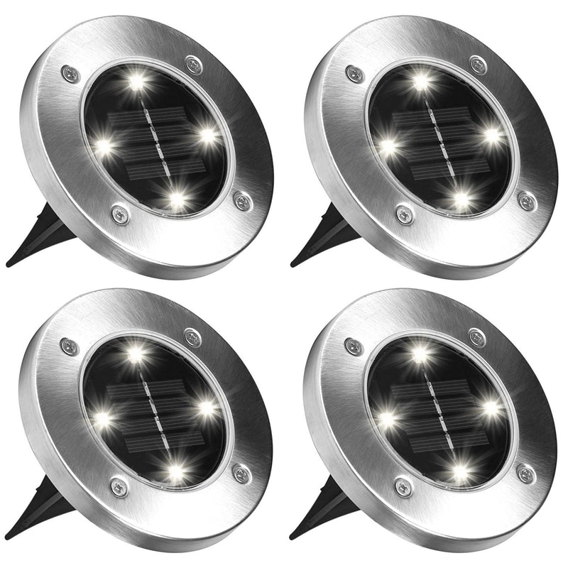 Bell + Howell Disk Lights - Solar Powered LED Outdoor Lights – 4 PACK