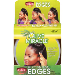 African Pride Olive Miracle Silky Smooth Edges Hair Gel, 2.25 oz
