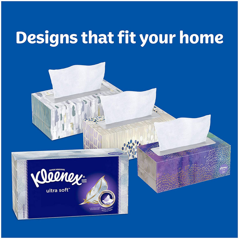 Kleenex Ultra Soft Facial Tissues, 4 Flat Boxes, 110 Tissues per Box (440 Count Total)