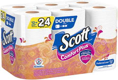 Scott ComfortPlus Toilet Paper, 12 Double Rolls, Bath Tissue, 231 Sheets per Roll
