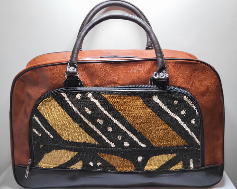 Curated Items Duffle Bag- Leather and Country Cloth Accent