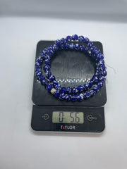 Marbled Ceramic Beaded Necklace (Blue/ White)