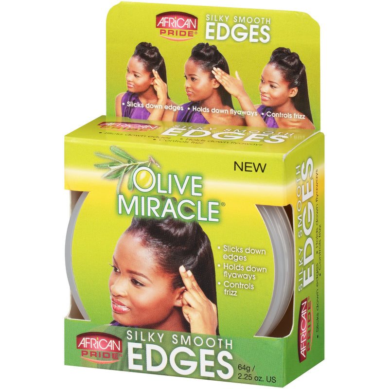 African Pride Olive Miracle Silky Smooth Edges Hair Gel, 2.25 oz