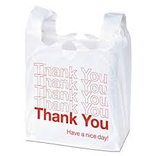 White "Thank You" 11 1/2" x 22" Hi-D T-Sak Bags (1000 per case)